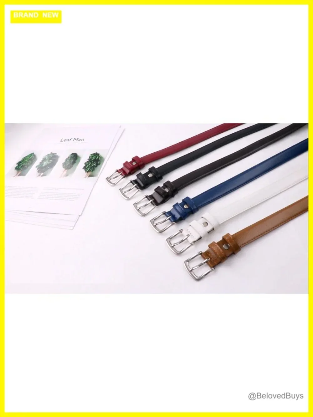 Faux Leather Skinny Belt for Women, Classic Alloy Buckle Waist Belt for Jeans &
